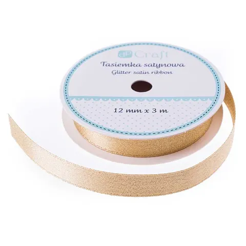 Wstążka brokatowa 12 mm 3 m - złota