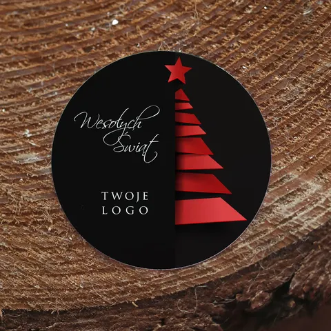 Naklejki z logo z motywem choinki na ciemnym tle