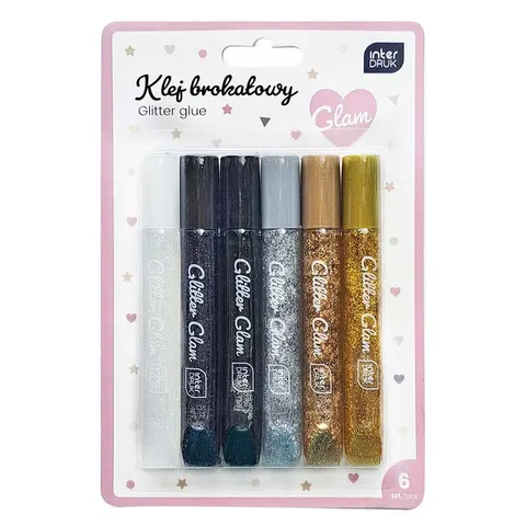 Klej brokatowy Interdruk 6 x 10.5 ml Glam