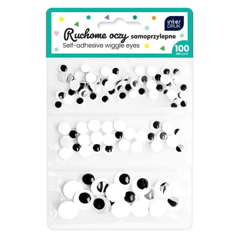 Ruchome oczka samoprzylepne InterDruk 100 szt. mix 3 rozmiarów