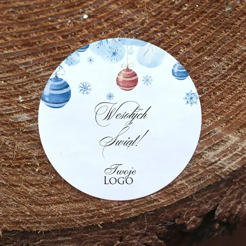 Naklejki z logo z delikatnymi bombkami