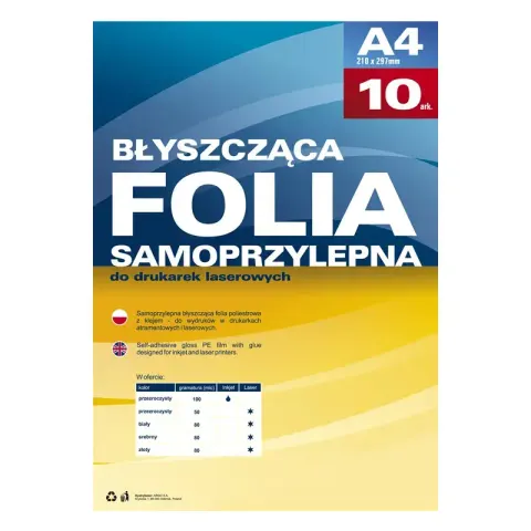Folia samoprzylepna do drukarek laserowych A4 przezroczysta