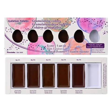 Farby akwarelowe Gansai Tambi Granulating Colors zestaw 5 szt. + 1 pusta