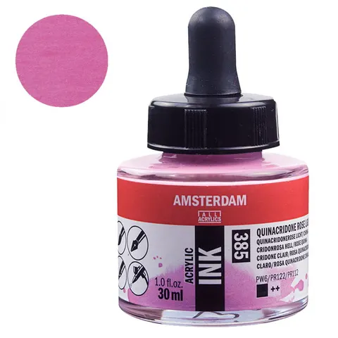 Tusz akrylowy Amsterdam Acrylic Ink Talens 30 ml - 385 Quinacridone Rose Light