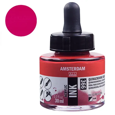 Tusz akrylowy Amsterdam Acrylic Ink Talens 30 ml - 366 Quinacridone Rose
