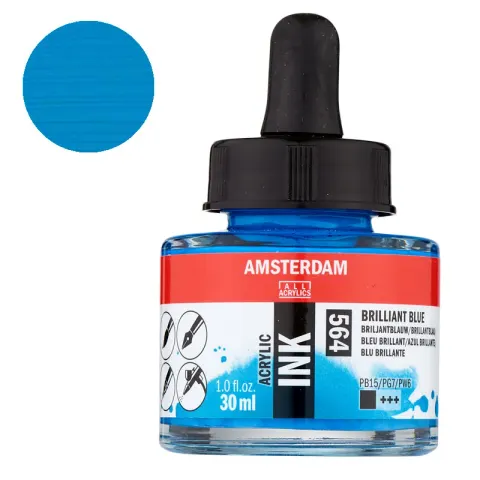 Tusz akrylowy Amsterdam Acrylic Ink Talens 30 ml - 564 Brilliant Blue