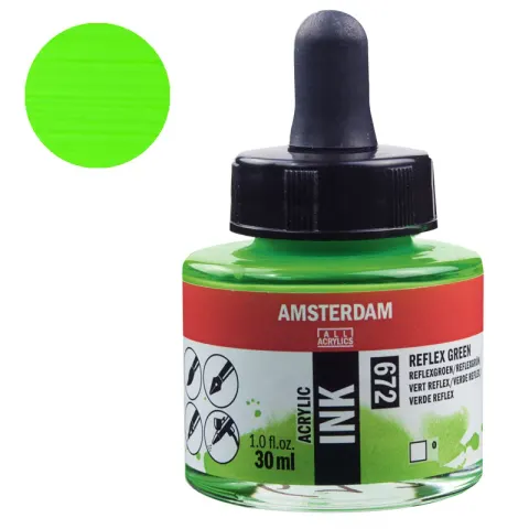 Tusz akrylowy Amsterdam Acrylic Ink Talens 30 ml - 672 Reflex Green