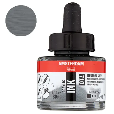 Tusz akrylowy Amsterdam Acrylic Ink Talens 30 ml - 710 Neutral Grey