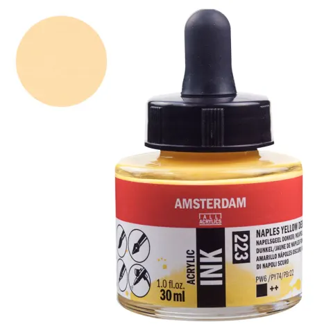 Tusz akrylowy Amsterdam Acrylic Ink Talens 30 ml - 223 Naples Yellow Deep