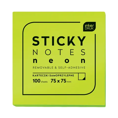 Karteczki samoprzylepne Interdruk Neon 75 x 75 mm zielone