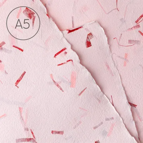 Papier czerpany kolorowy A5 gładki Mozaika Czerwona
