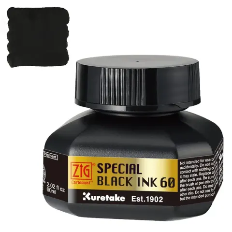 Tusz pigmentowy Kuretake ZIG Cartoonist Special Black Ink 60 ml - czarny