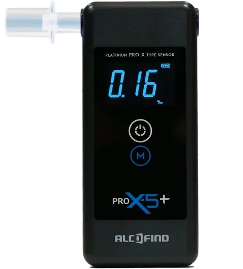 Alkomat PRO X-5+ 12 m-cy kalibracja alkomatu + 2 ustniki + 5 lat gwarancji + mata na szybę samochodową