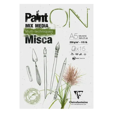 Blok mix media Clairefontaine Paint On Misca - A5, 250 g, 15 ark.