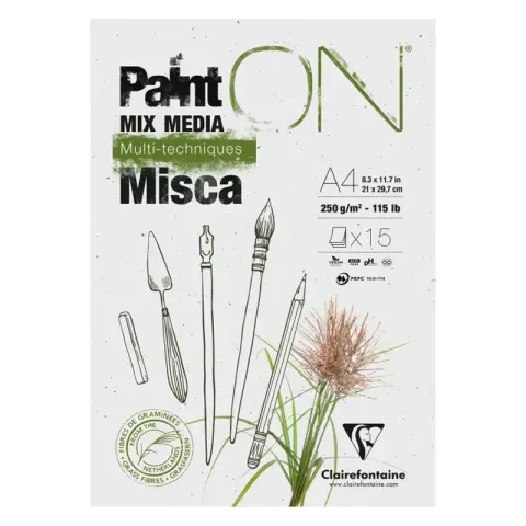 Blok mix media Clairefontaine Paint On Misca - A4, 250 g, 15 ark.