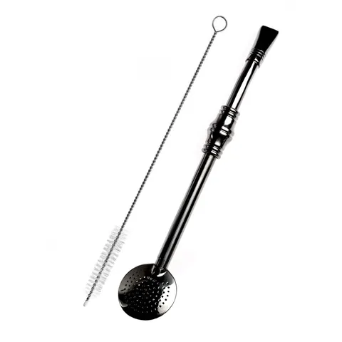 Bombilla (bomba) Bortonaggio "Grande Anel" INOX 19 cm ze szczoteczką