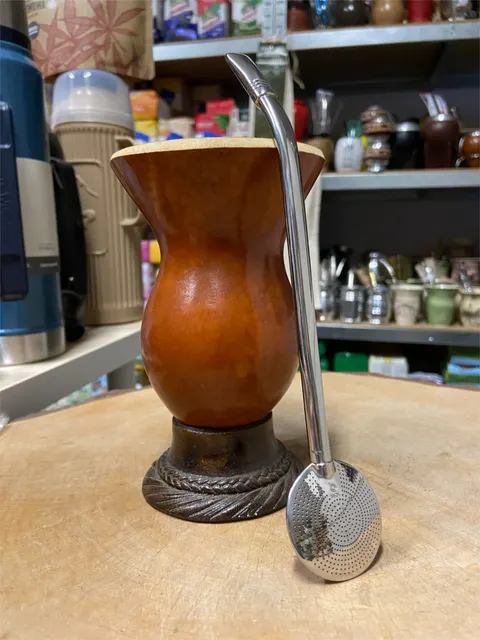 Bombilla (bomba) "Simple" Bortonaggio 1000 (Mil) Furos INOX ze szczoteczką 21 cm