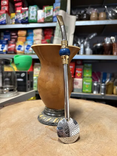 Bombilla (bomba) Oro "Piedra" Bortonaggio INOX 23 cm