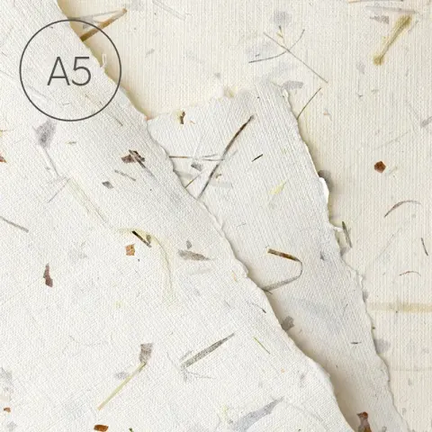 Papier czerpany A5 len Cebula + Trawa