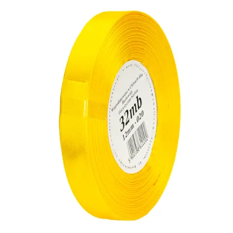 Wstążka satynowa 12 mm 32 m - 020 żółta