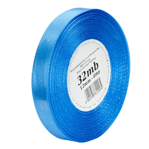 Wstążka satynowa 12 mm 32 m - 090 niebieska