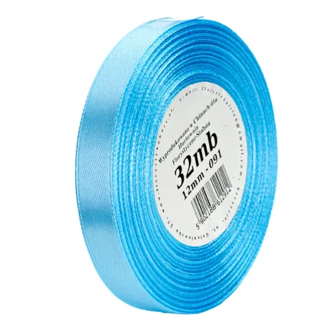 Wstążka satynowa 12 mm 32 m - 091 błękitna