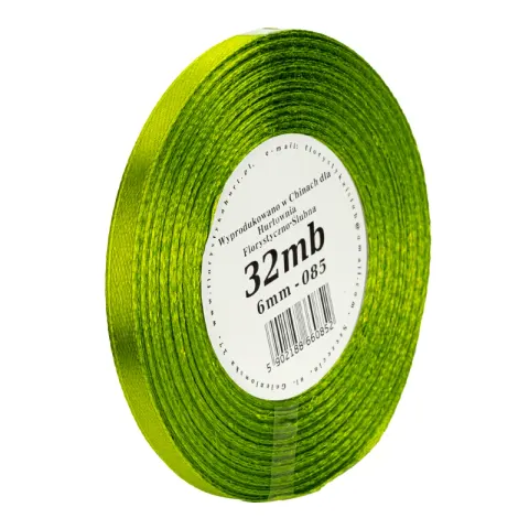 Wstążka satynowa 6 mm 32 m - 085 oliwka