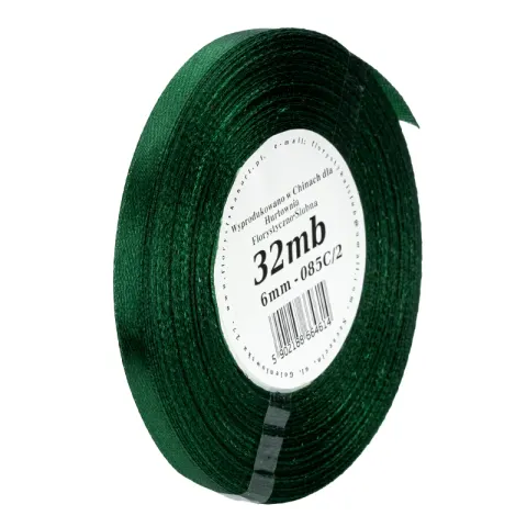 Wstążka satynowa 6 mm 32 m - 085C/2 ciemna oliwka