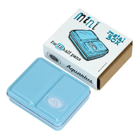Metalowa kasetka na akwarele Mini Box na 6 kostek - Roman Szmal - Blue