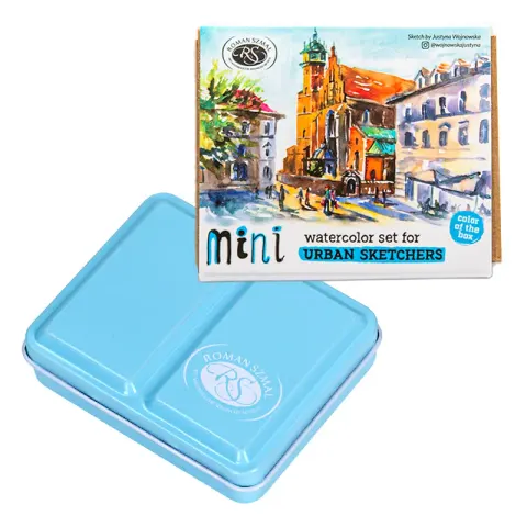 Akwarele Aquarius Mini Urban Sketchers Blue zestaw 8 półkostek