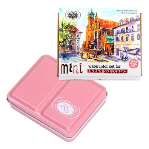 Akwarele Aquarius Mini Urban Sketchers Pink zestaw 8 półkostek