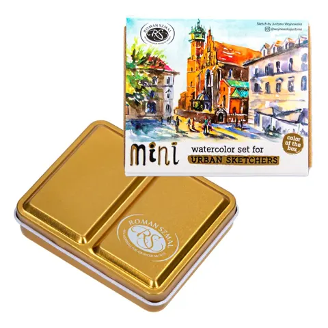 Akwarele Aquarius Mini Urban Sketchers Gold zestaw 8 półkostek
