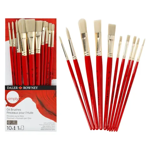 Pędzle syntetyczne Daler Rowney zestaw Oil Brushes - 10 szt.