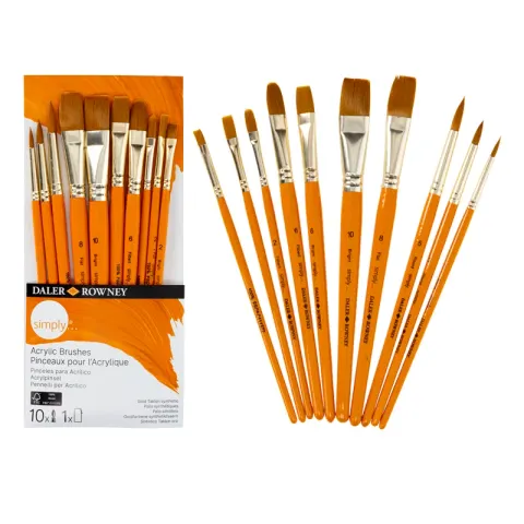Pędzle syntetyczne Daler Rowney zestaw Acrylic Brushes - 10 szt.