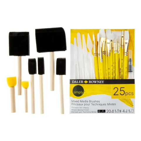 Pędzle syntetyczne Daler Rowney zestaw Mixed Media Brushes - 25 szt.