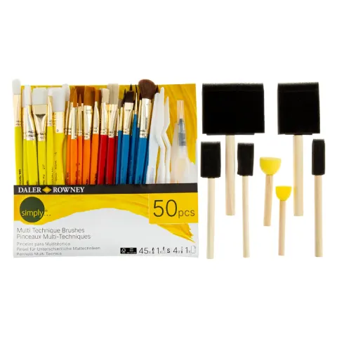 Pędzle syntetyczne Daler Rowney zestaw Multi Techniques Brushes - 50 szt.