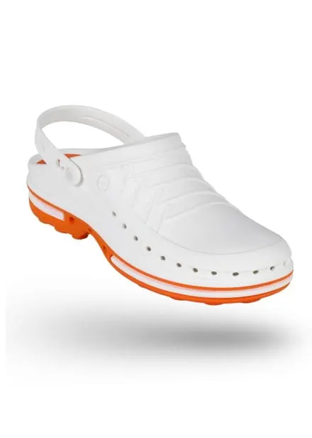 Obuwie medyczne Wock Clog unisex biało-pomarańczowe