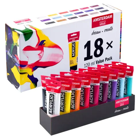 Farby akrylowe Amsterdam Royal Talens zestaw 18 x 120 ml