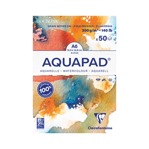 Blok do akwareli Clairefontaine Aquapad - A6, 300 g, 50 ark.