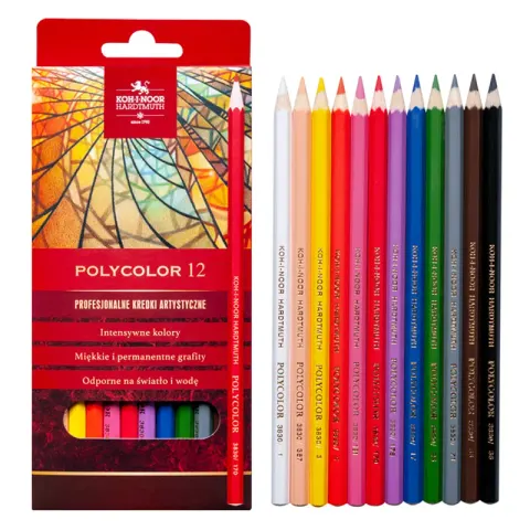 Kredki Koh-I-Noor Polycolor zestaw 12 szt., kartonowe pudełko