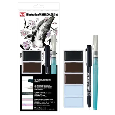 Zestaw pisaków i farb Inktober 2025 Kuretake Illustration watercolor set