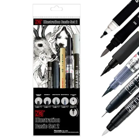 Zestaw pisaków Inktober 2025 Kuretake Illustration basic set 2