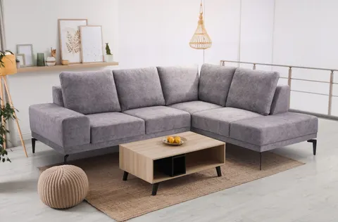 Nowoczesny narożnik LOFT do salonu szary welur