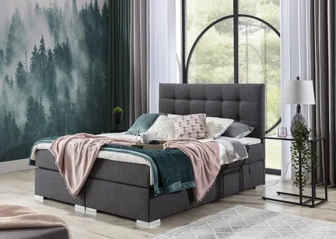 Łóżko kontynentalne INEZ 160x200 z topperem i materacem