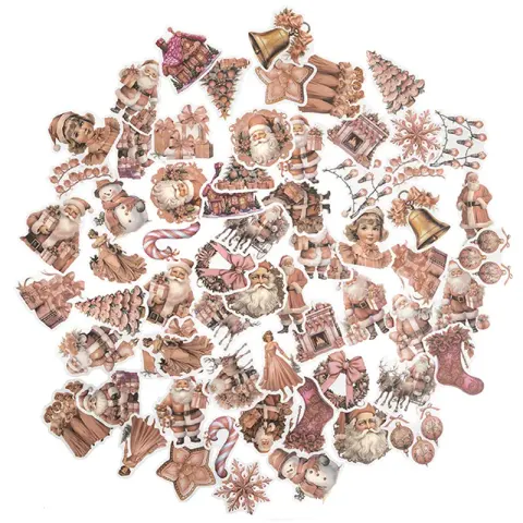 Naklejki winylowe dpCraft 64 szt. Vintage Pink Christmas