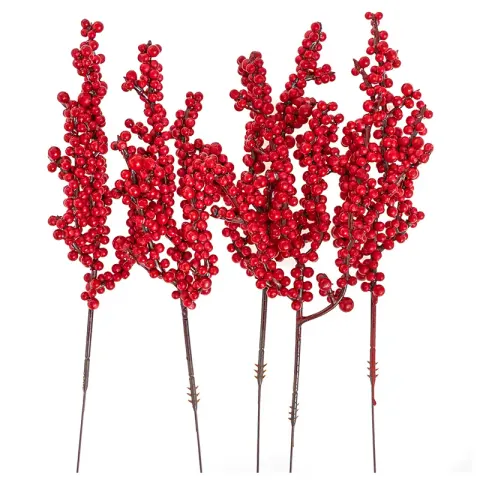 Sztuczne gałązki czerwone owoce 22 cm dpCraft 6 szt.