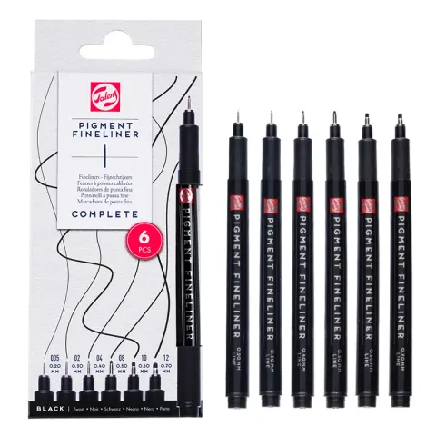 Cienkopisy Talens Pigment Fineliner zestaw 6 szt.