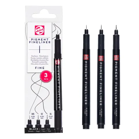 Cienkopisy Talens Pigment Fineliner zestaw 3 szt. Fine - 005, 02, 04