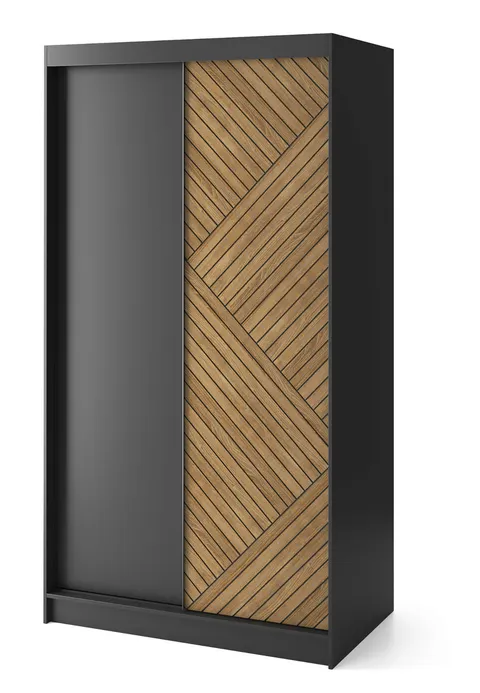 Szafa przesuwna MARRPHY II 120 cm dąb caramel + czarny mat