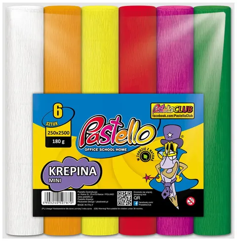 Krepina mini 6-kol. classic 180g, 20 cm x 250 cm, Pastello